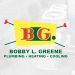 Bobby L. Greene Plumbing, Heating, Cooling logo with HVAC units in background.